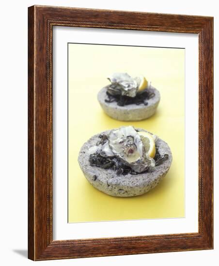 Oysters with Seaweed in Stone Bowl-Alexander Van Berge-Framed Photographic Print
