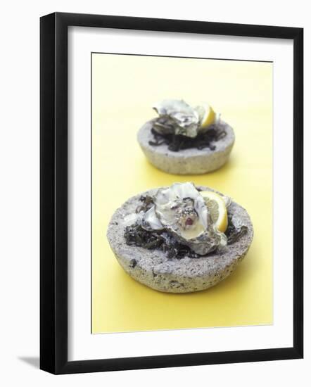 Oysters with Seaweed in Stone Bowl-Alexander Van Berge-Framed Photographic Print