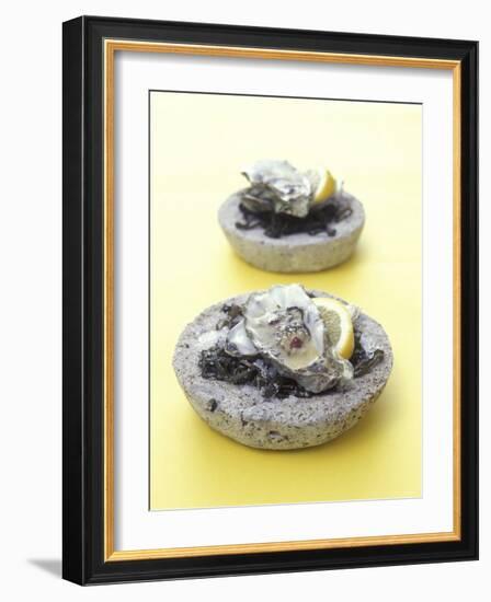 Oysters with Seaweed in Stone Bowl-Alexander Van Berge-Framed Photographic Print