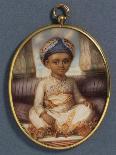 A Portrait Miniature of the Sahibzada, Eldest Son of the Nawab of Oudh, Wearing a Blue Nawabi…-Ozias Humphry-Giclee Print
