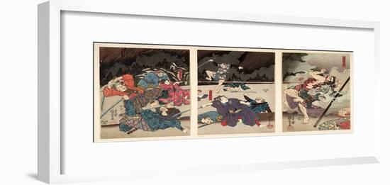 P.216-1955 the Death of Yamanaka Dankuro, Triptych-Kuniyoshi Utagawa-Framed Giclee Print