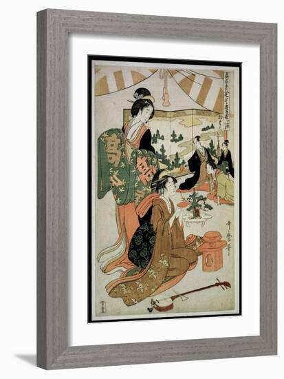 P.348-1945 Scene 1, Comparison of Celebrated Beauties and the Loyal League, C.1797-Kitagawa Utamaro-Framed Giclee Print