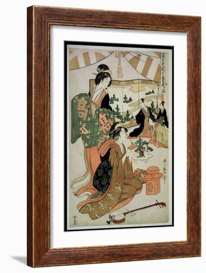 P.348-1945 Scene 1, Comparison of Celebrated Beauties and the Loyal League, C.1797-Kitagawa Utamaro-Framed Giclee Print