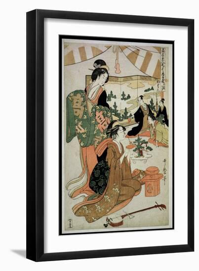 P.348-1945 Scene 1, Comparison of Celebrated Beauties and the Loyal League, C.1797-Kitagawa Utamaro-Framed Giclee Print