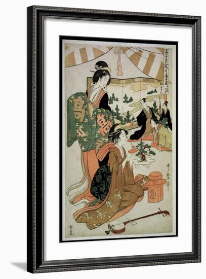 P.348-1945 Scene 1, Comparison of Celebrated Beauties and the Loyal League, C.1797-Kitagawa Utamaro-Framed Giclee Print