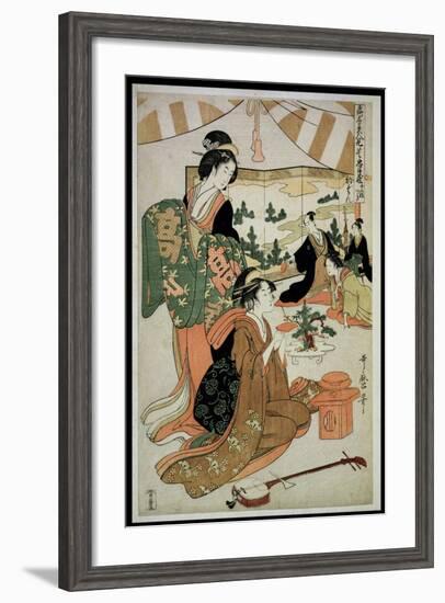 P.348-1945 Scene 1, Comparison of Celebrated Beauties and the Loyal League, C.1797-Kitagawa Utamaro-Framed Giclee Print