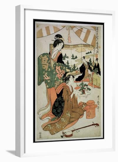 P.348-1945 Scene 1, Comparison of Celebrated Beauties and the Loyal League, C.1797-Kitagawa Utamaro-Framed Giclee Print