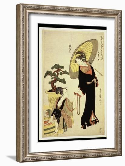 P.352-1945 Scene 5, Comparison of Celebrated Beauties and the Loyal League, C.1797-Kitagawa Utamaro-Framed Giclee Print