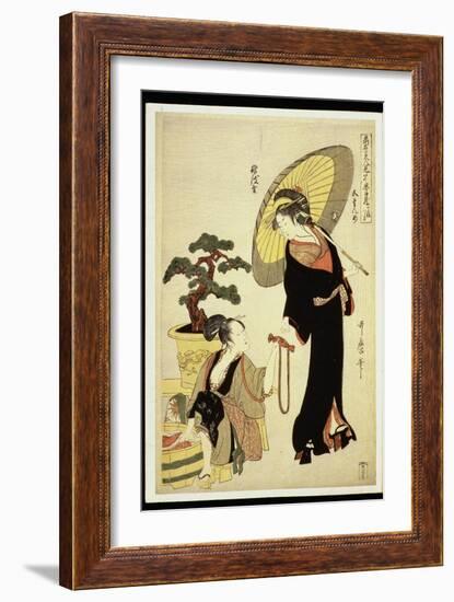 P.352-1945 Scene 5, Comparison of Celebrated Beauties and the Loyal League, C.1797-Kitagawa Utamaro-Framed Giclee Print