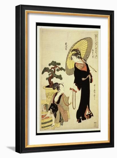 P.352-1945 Scene 5, Comparison of Celebrated Beauties and the Loyal League, C.1797-Kitagawa Utamaro-Framed Giclee Print