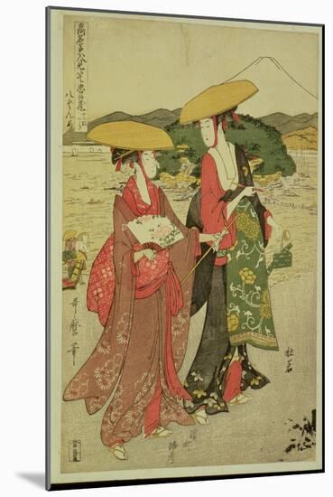 P.355-1945 Scene 8, Comparison of Celebrated Beauties and the Loyal League, C.1797-Kitagawa Utamaro-Mounted Giclee Print