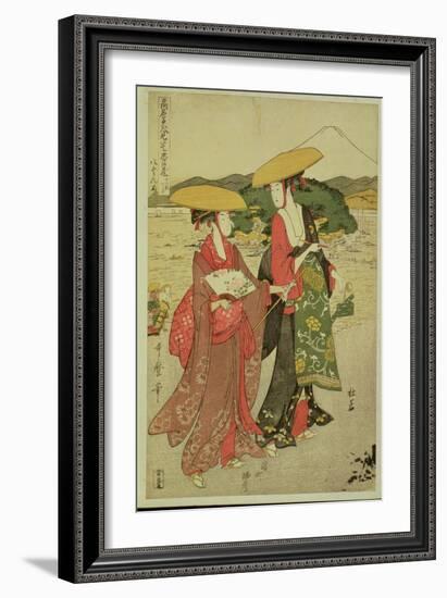 P.355-1945 Scene 8, Comparison of Celebrated Beauties and the Loyal League, C.1797-Kitagawa Utamaro-Framed Giclee Print