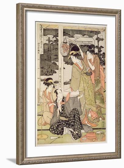 P.359-1945 Scene 12, Comparison of Celebrated Beauties and the Loyal League, C.1797-Kitagawa Utamaro-Framed Giclee Print