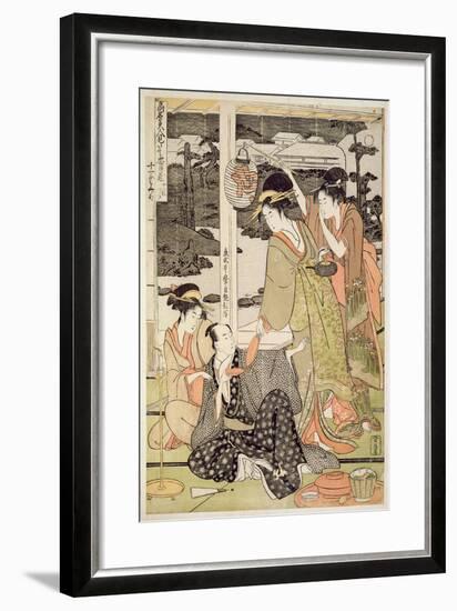 P.359-1945 Scene 12, Comparison of Celebrated Beauties and the Loyal League, C.1797-Kitagawa Utamaro-Framed Giclee Print