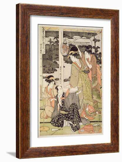 P.359-1945 Scene 12, Comparison of Celebrated Beauties and the Loyal League, C.1797-Kitagawa Utamaro-Framed Premium Giclee Print