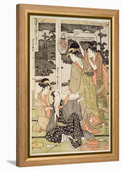 P.359-1945 Scene 12, Comparison of Celebrated Beauties and the Loyal League, C.1797-Kitagawa Utamaro-Framed Premier Image Canvas