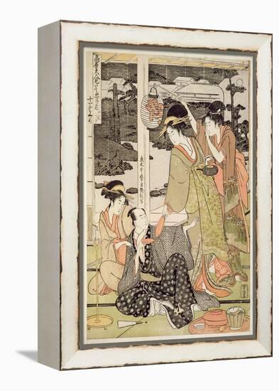 P.359-1945 Scene 12, Comparison of Celebrated Beauties and the Loyal League, C.1797-Kitagawa Utamaro-Framed Premier Image Canvas