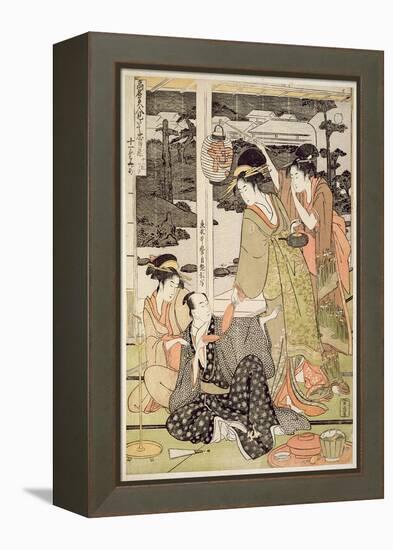 P.359-1945 Scene 12, Comparison of Celebrated Beauties and the Loyal League, C.1797-Kitagawa Utamaro-Framed Premier Image Canvas