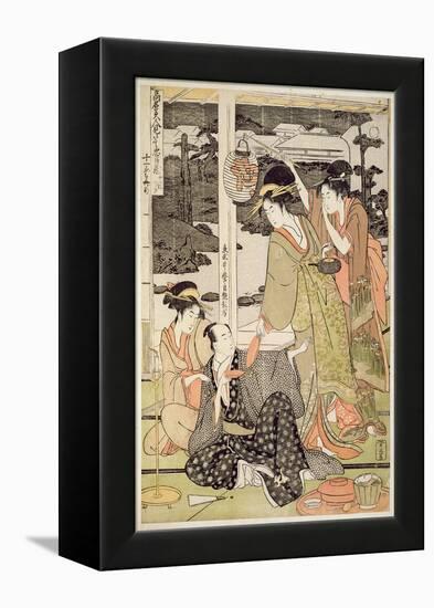 P.359-1945 Scene 12, Comparison of Celebrated Beauties and the Loyal League, C.1797-Kitagawa Utamaro-Framed Premier Image Canvas