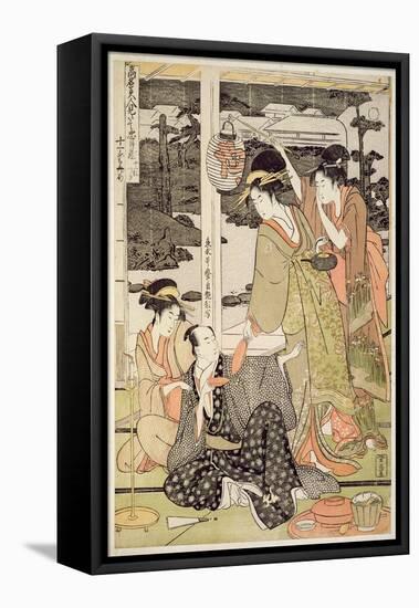 P.359-1945 Scene 12, Comparison of Celebrated Beauties and the Loyal League, C.1797-Kitagawa Utamaro-Framed Premier Image Canvas