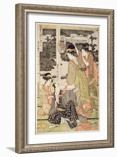 P.359-1945 Scene 12, Comparison of Celebrated Beauties and the Loyal League, C.1797-Kitagawa Utamaro-Framed Giclee Print