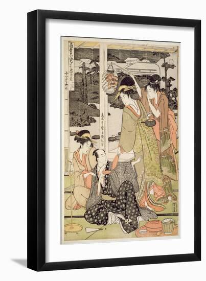 P.359-1945 Scene 12, Comparison of Celebrated Beauties and the Loyal League, C.1797-Kitagawa Utamaro-Framed Giclee Print