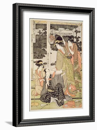 P.359-1945 Scene 12, Comparison of Celebrated Beauties and the Loyal League, C.1797-Kitagawa Utamaro-Framed Giclee Print