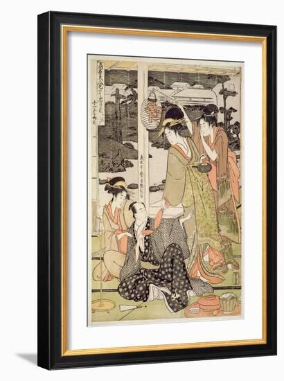 P.359-1945 Scene 12, Comparison of Celebrated Beauties and the Loyal League, C.1797-Kitagawa Utamaro-Framed Giclee Print