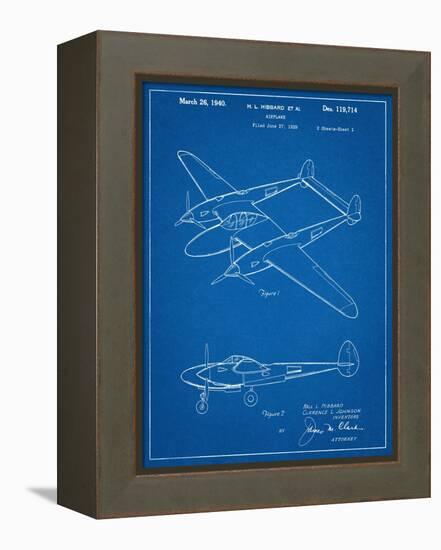 P-38 Airplane Patent-null-Framed Stretched Canvas