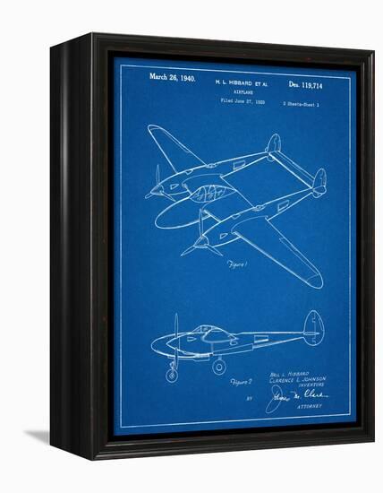 P-38 Airplane Patent-null-Framed Stretched Canvas