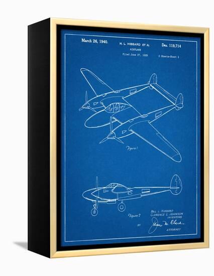 P-38 Airplane Patent-null-Framed Stretched Canvas