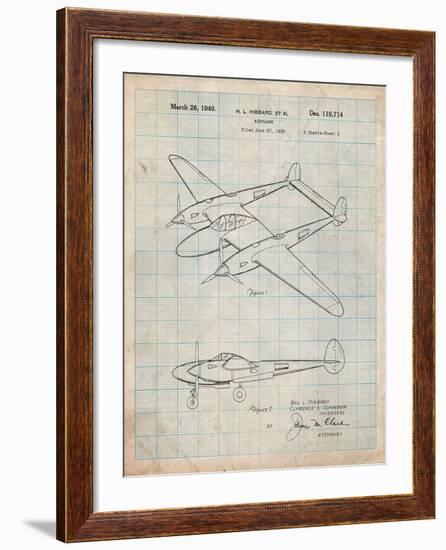 P-38 Airplane Patent-Cole Borders-Framed Art Print