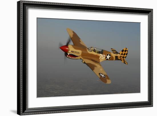 P-40 Warhawk Flying over Chino, California-Stocktrek Images-Framed Photographic Print