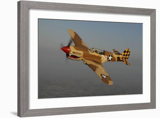 P-40 Warhawk Flying over Chino, California-Stocktrek Images-Framed Photographic Print