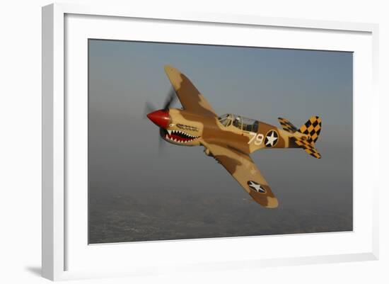 P-40 Warhawk Flying over Chino, California-Stocktrek Images-Framed Photographic Print