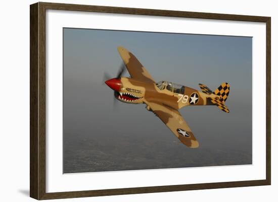 P-40 Warhawk Flying over Chino, California-Stocktrek Images-Framed Photographic Print