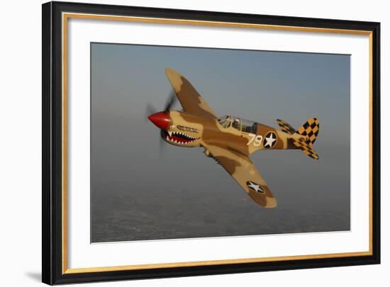 P-40 Warhawk Flying over Chino, California-Stocktrek Images-Framed Photographic Print