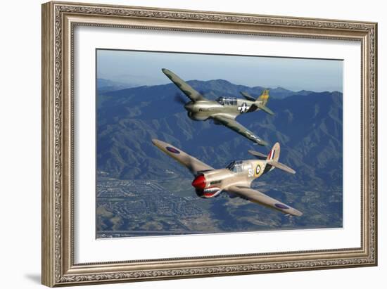 P-40 Warhawks Flying over Chino, California-Stocktrek Images-Framed Photographic Print