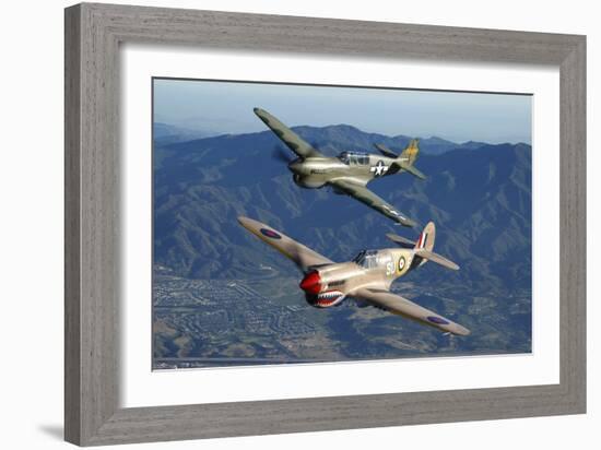 P-40 Warhawks Flying over Chino, California-Stocktrek Images-Framed Photographic Print