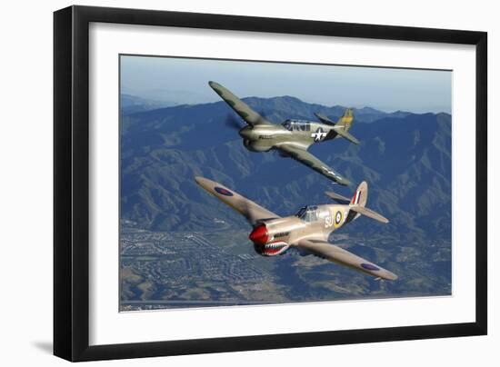 P-40 Warhawks Flying over Chino, California-Stocktrek Images-Framed Photographic Print