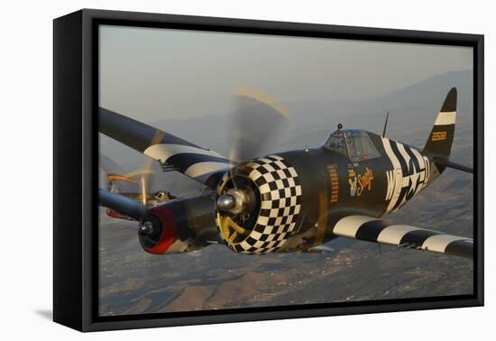 P-47 Thunderbolt Flying over Chino, California-Stocktrek Images-Framed Premier Image Canvas