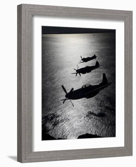 P-51 Cavalier Mustang with Supermarine Spitfire Fighter Warbirds-Stocktrek Images-Framed Photographic Print