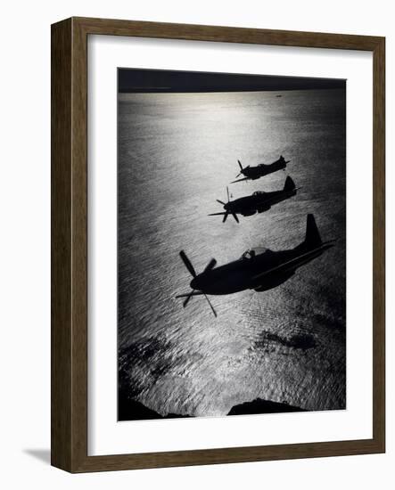 P-51 Cavalier Mustang with Supermarine Spitfire Fighter Warbirds-Stocktrek Images-Framed Photographic Print