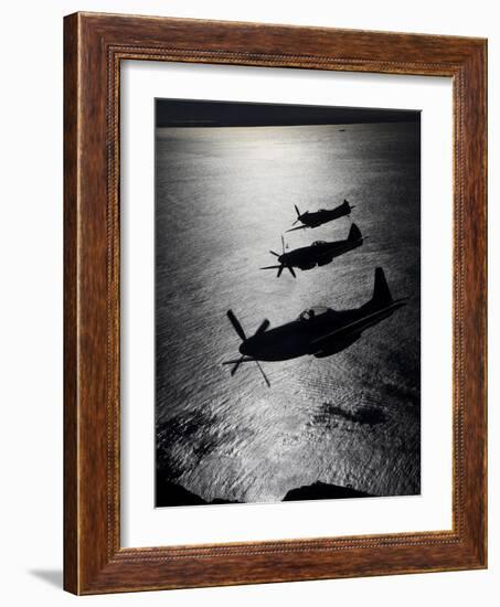 P-51 Cavalier Mustang with Supermarine Spitfire Fighter Warbirds-Stocktrek Images-Framed Photographic Print