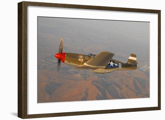 P-51C Mustang Flying over Chino Hills, California-Stocktrek Images-Framed Photographic Print