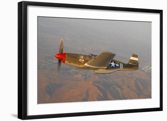 P-51C Mustang Flying over Chino Hills, California-Stocktrek Images-Framed Photographic Print