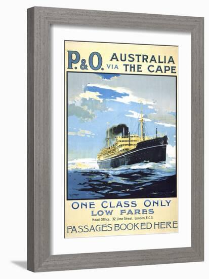 P. and O. Australia Via the Cape-null-Framed Giclee Print