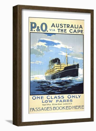 P. and O. Australia Via the Cape-null-Framed Giclee Print