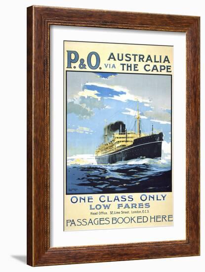 P. and O. Australia Via the Cape-null-Framed Giclee Print