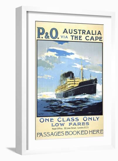 P. and O. Australia Via the Cape-null-Framed Giclee Print